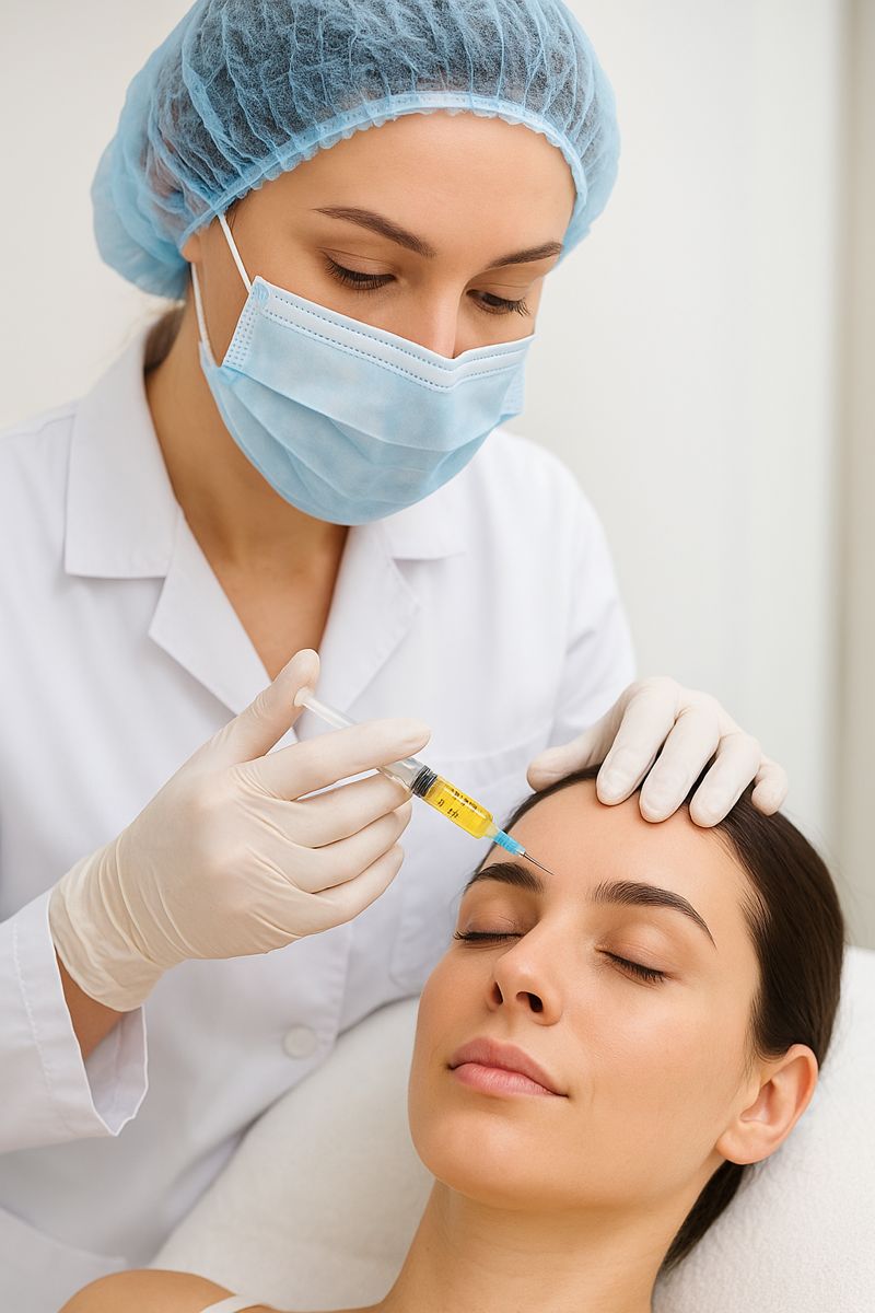 پزشک در حال تزریق PRP به ناحیه ابرو برای تقویت ریشه مو و افزایش رشد ابرو در کلینیک فلورین کرج.